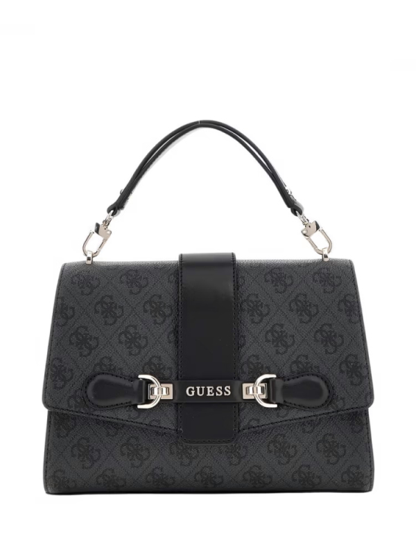 GUESS Nolana Top Handle Flap – Coal Logo – dámská kabelka