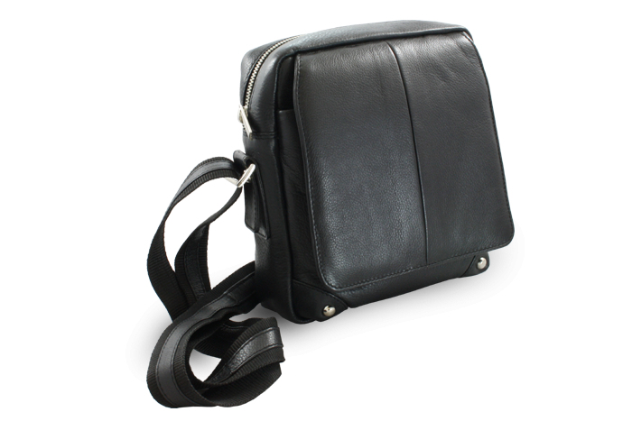 Batohy a tašky - Malý černý kožený pánský crossbag 215-1919-60