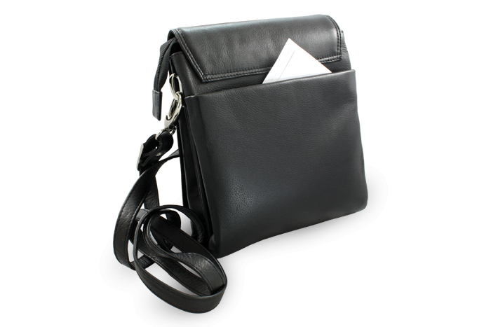 Batohy a tašky - Velký černý kožený pánský crossbag 215-2185-60