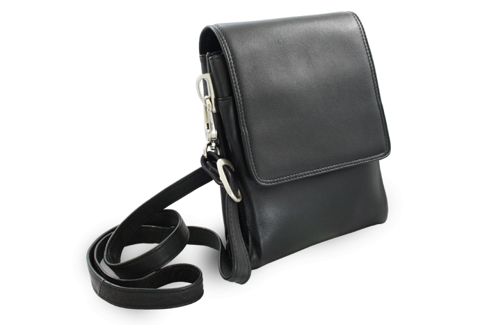 Batohy a tašky - Malý černý kožený pánský crossbag 215-2189-60