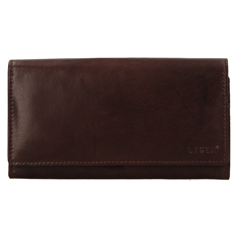 Peněženky - Lagen dámská peněženka kožená V-13 - tmavě hnědá - D.BRN
