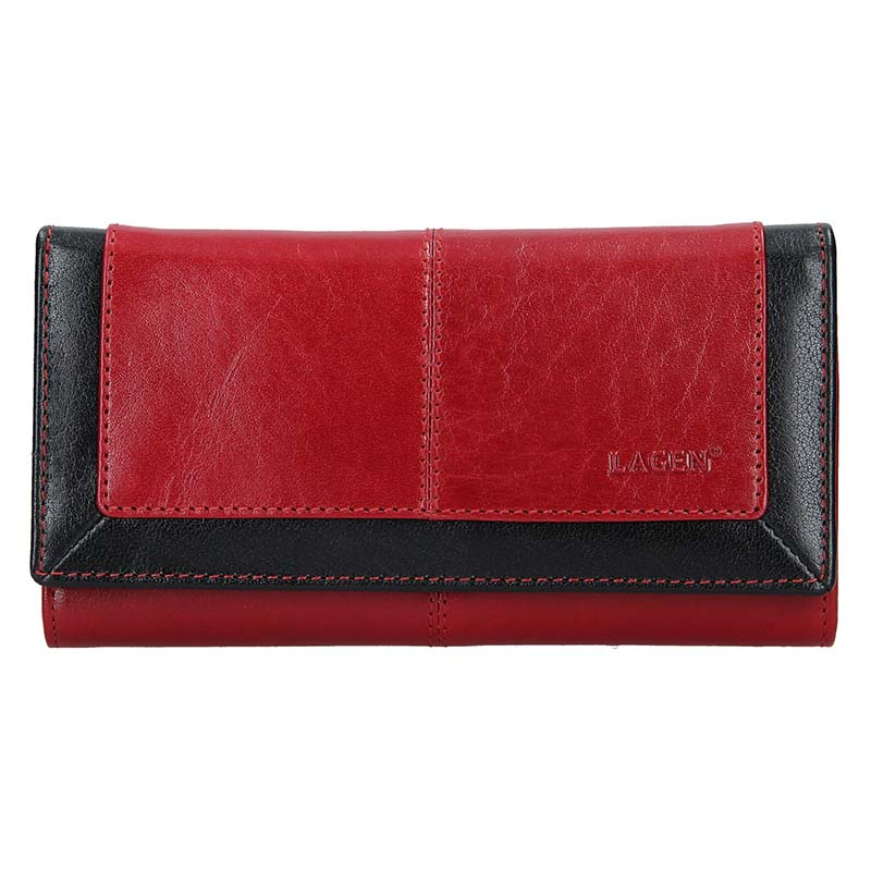 Peněženky - Lagen dámská peněženka kožená BLC/4228 - červená/černá - RED/BLK