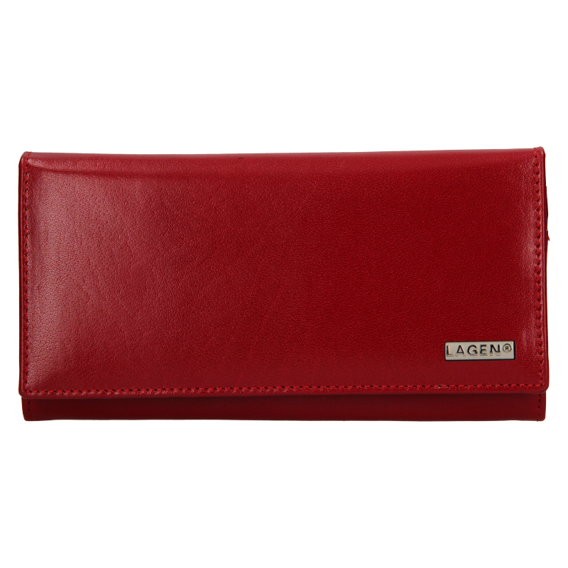 Peněženky - Lagen dámská peněženka kožená s kovovým rámečkem 50452 - červená/černá - RED/BLK