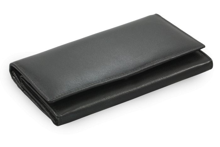 Peněženky - Černá dámská kožená psaníčková peněženka s klopnou 511-4027-60