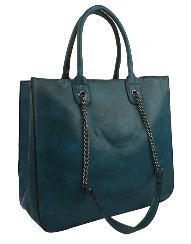 Kabelky - JGL Petrolejová modrá velká dámská kabelka do ruky i přes rameno