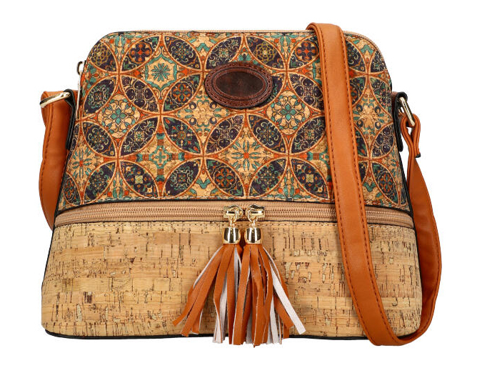 Crossbody dámská kabelka v korkovém designu T8297 typ 9 Crossbody dámská kabelka v korkovém designu T8297 typ 9