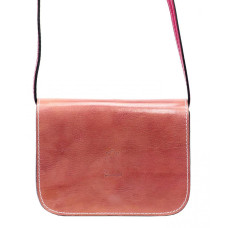 Kožená malá dámská crossbody kabelka růžovo-oranžová