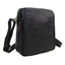 GROSSO Kožená pánská crossbody taška 18,5x22x8 cm černá