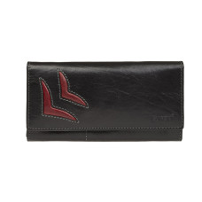 Lagen dámská peněženka kožená 6011/T - černá s červenou všivkou BLK/RED
