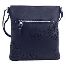Crossbody dámská kabelka v květovaném designu tmavě modrá 5432-BB