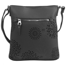 Crossbody dámská kabelka v květovaném designu tmavě šedá 5432-BB