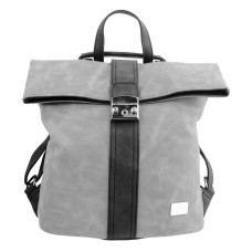 Dámský batoh / kabelka z broušené kůže světle šedá / černá