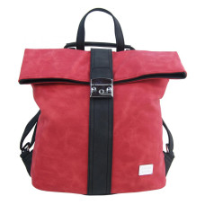 Dámský batoh / kabelka z broušené kůže červená / černá