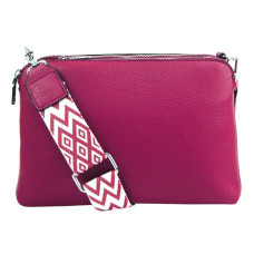 Fuchsiově růžová crossbody dámská kabelka se třemi sekcemi Jessica