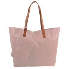 Velká růžová shopper dámská taška s crossbody uvnitř