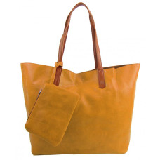 Velká hořčicově žlutá shopper dámská taška s crossbody uvnitř