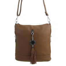 Malá crossbody dámská kabelka s přívěskem 1994-BB přírodní hnědá