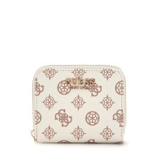 GUESS Laurel SLG Small Zip Arround – Cream Logo – malá peněženka