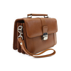 Světle hnědá kožená etue se sklápěcím registrem a držadlem 611-2415-05