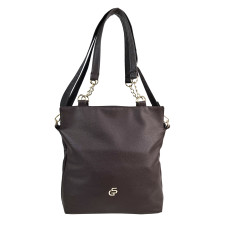 GROSSO Čokoládově hnědá kabelka přes rameno se zlatými doplňky