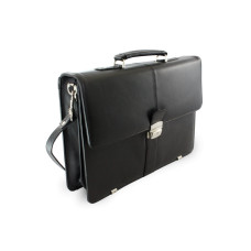 Černá kožená aktovka s přihrádkou pro notebook 112-5056-60