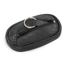 Černá kožená zipová klíčenka 619-0366-60