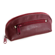 Burgundy kožená dvouzipová klíčenka 619-0367-34