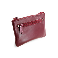Burgundy kožená dvouzipová klíčenka 619-0370-34