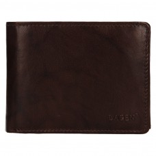 Lagen pánská peněženka kožená V-3 - tmavě hnědá - D.BRN
