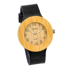 Dřevěné přírodní dámské hodinky s koženým řemínkem Giorgie MUL047