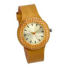 Dřevěné přírodní dámské hodinky s koženým řemínkem v krabičce