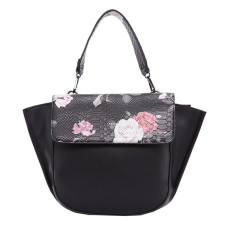 DIANA & CO Květinová dámská taška s klopou černá