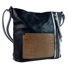 Dámská crossbody kabelka s čelní kroko kapsičkou F-014 černá