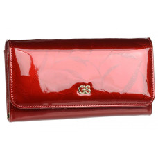 GROSSO Kožená dámská lakovaná peněženka s ptačími pírky RFID červená v dárkové krabičce
