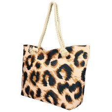 Velká plážová taška v leopardím designu HB013 meruňková