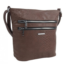 Přírodně hnědá crossbody dámská kabelka v kroko designu