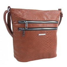 Hnědá crossbody dámská kabelka v kroko designu