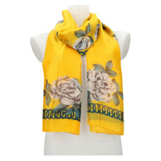 Dámský letní šátek / šála 179x100 cm žlutý s květy