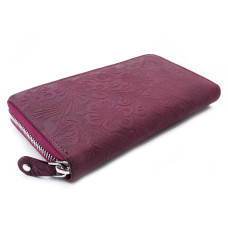 Fuchsiová dámská kožená zipová peněženka se vzorem 511-2265-36