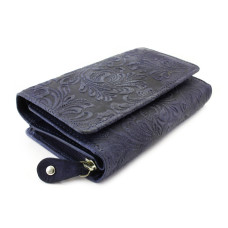 Tmavě modrá dámská střední kožená peněženka s klopnou 511-2266-97