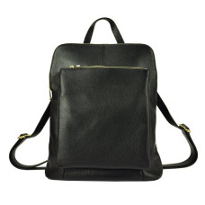 Kožený dámský módní batůžek s čelní kapsou Patrizia Piu 518-001 černý